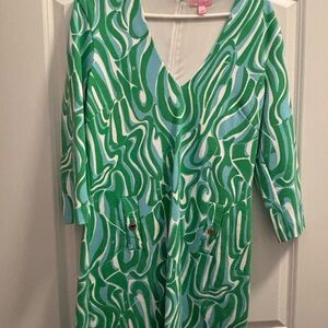 Lilly Pulitzer Green and White Long Sleeve Dress